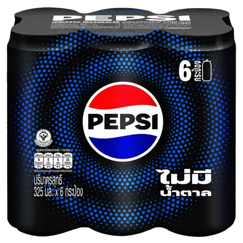 เป๊ปซี่ไม่มีน้ำตาล 325 มล. แพ็ก 6 กระป๋อง